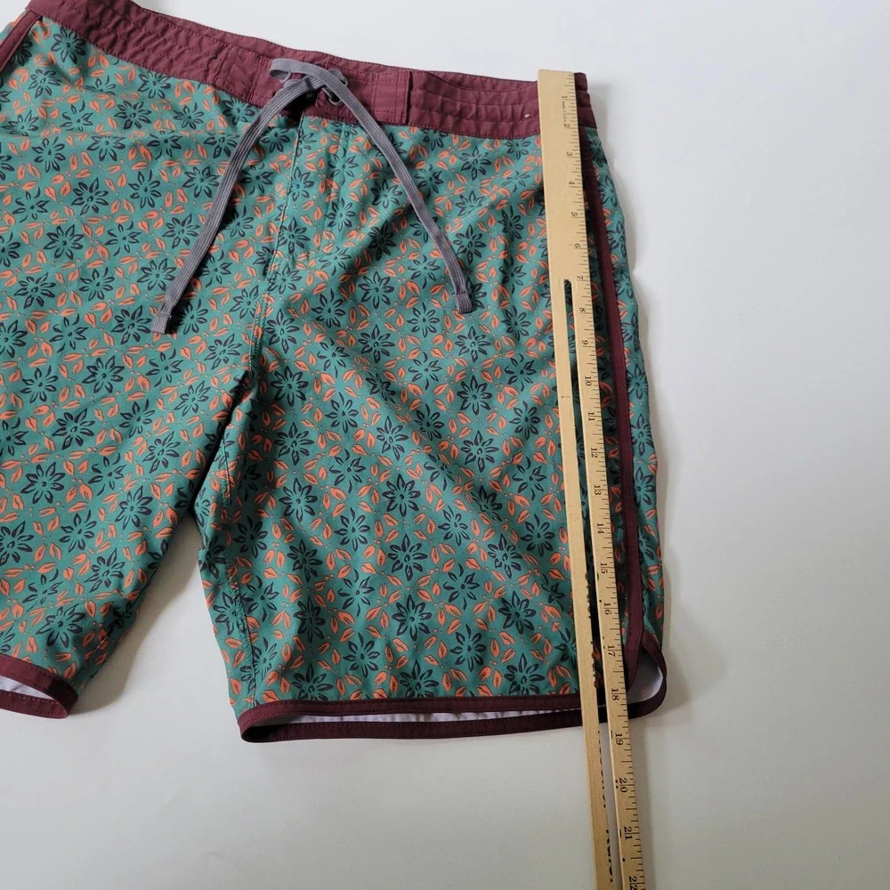 Prana Vintage Boardshort Swim Trunks 32 Jade Palapa Active Beach Cruise Travel